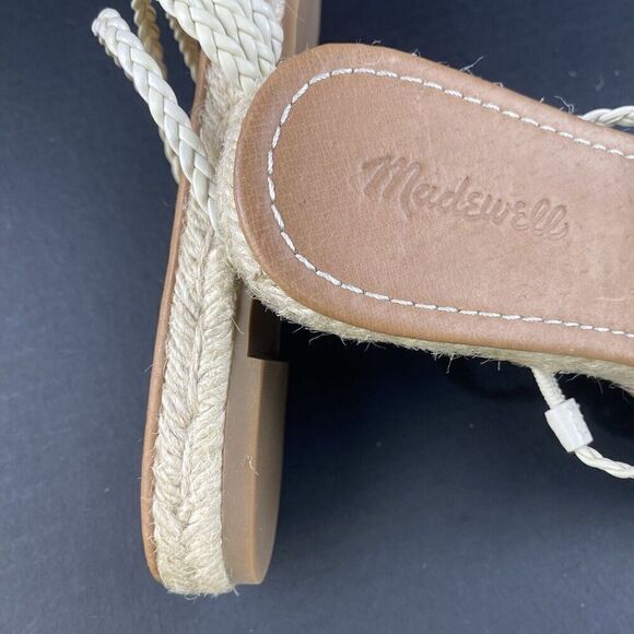 Madewell Women’s Kathryn Braided Leather Espadrille Slide Sandals Ivory Size 9 - Picture 11 of 16